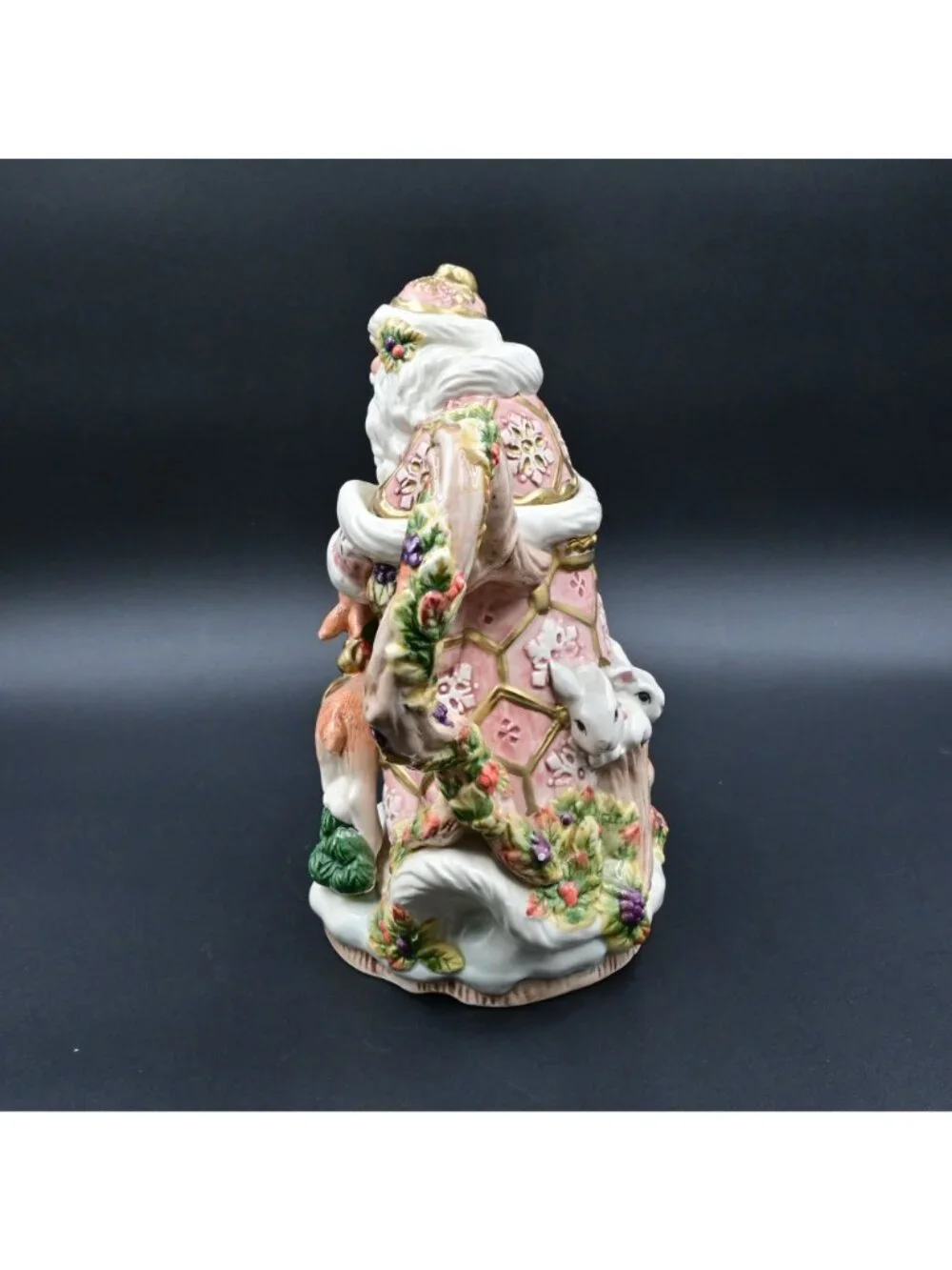 Fitz & Floyd Snowy Woods Santa Teapot Vintage 1996 Ceramic Christmas Decor